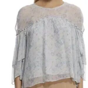 Stevie May Iris Top La Fleur Camille Blue Tiered Sleeve Flowy Blouse Top Small